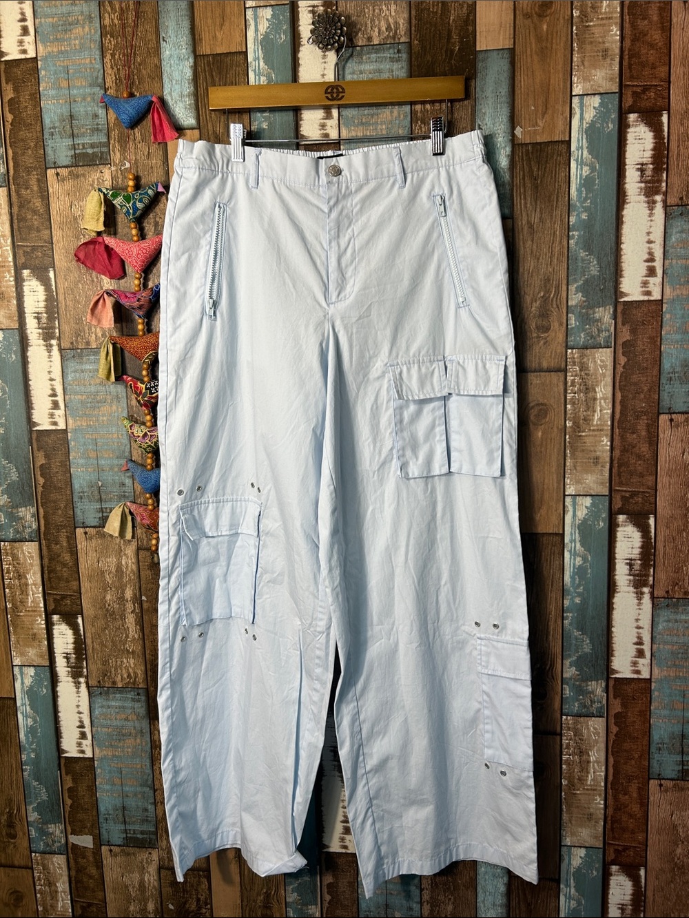 NYC  Light Blue Cargo Pants with Utility Pockets
